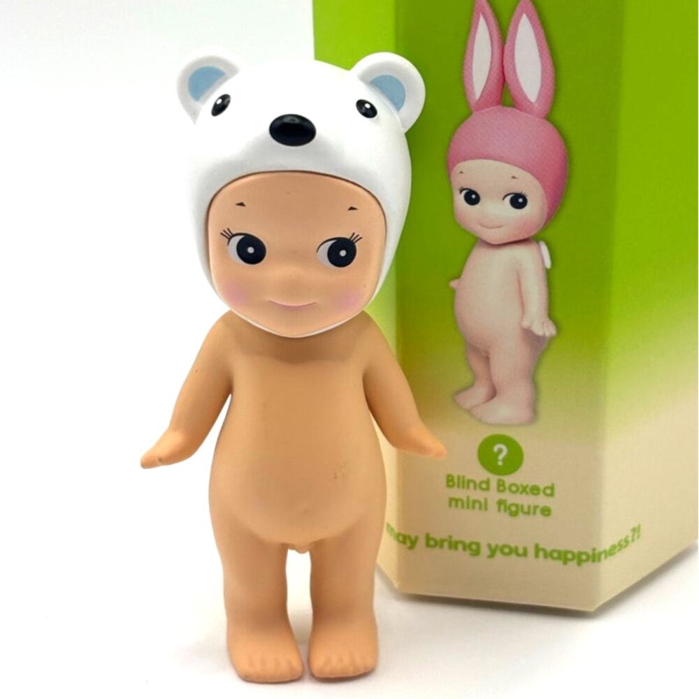 New Kawaii Cupid Angel Mini Figure in White Bear Costume, Cute Toy, Gift